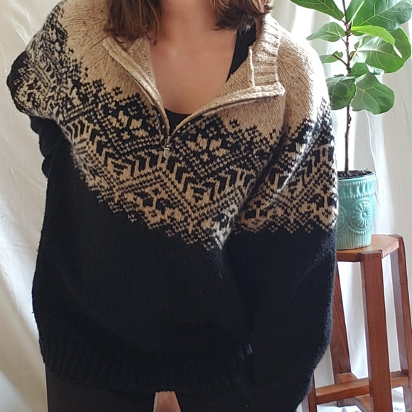 Vtg Knit Quarter Zip Sweater - Picture 3 of 6